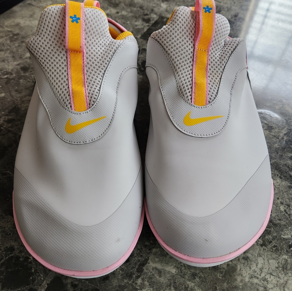 Nike Adult White Slip-On Sneakers with Yellow & Pink Highlights - Picture 8 of 8